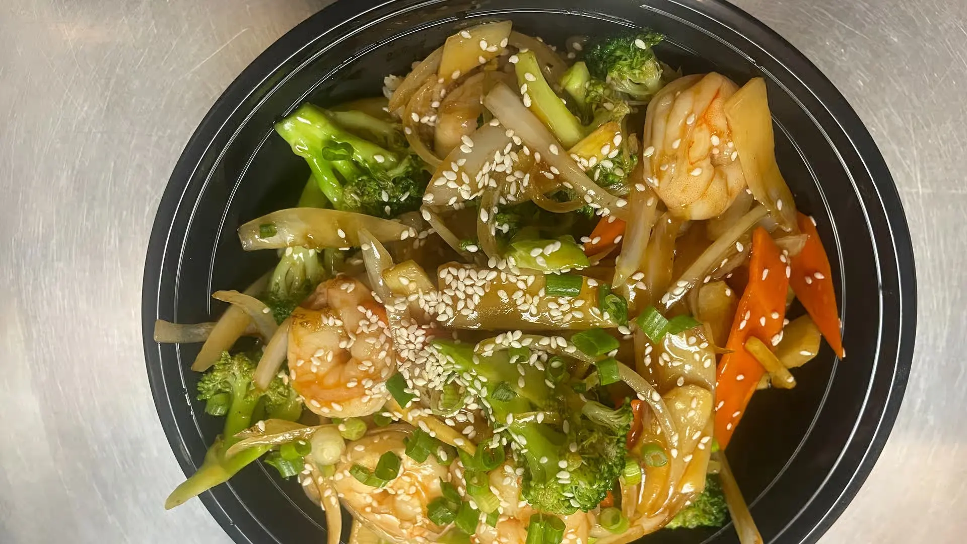 Teriyaki Shrimp Bowl - Shrimp with teriyaki sauce, veggies over rice at Senryyo, a Asian Fusion Restaurant in Lawrence